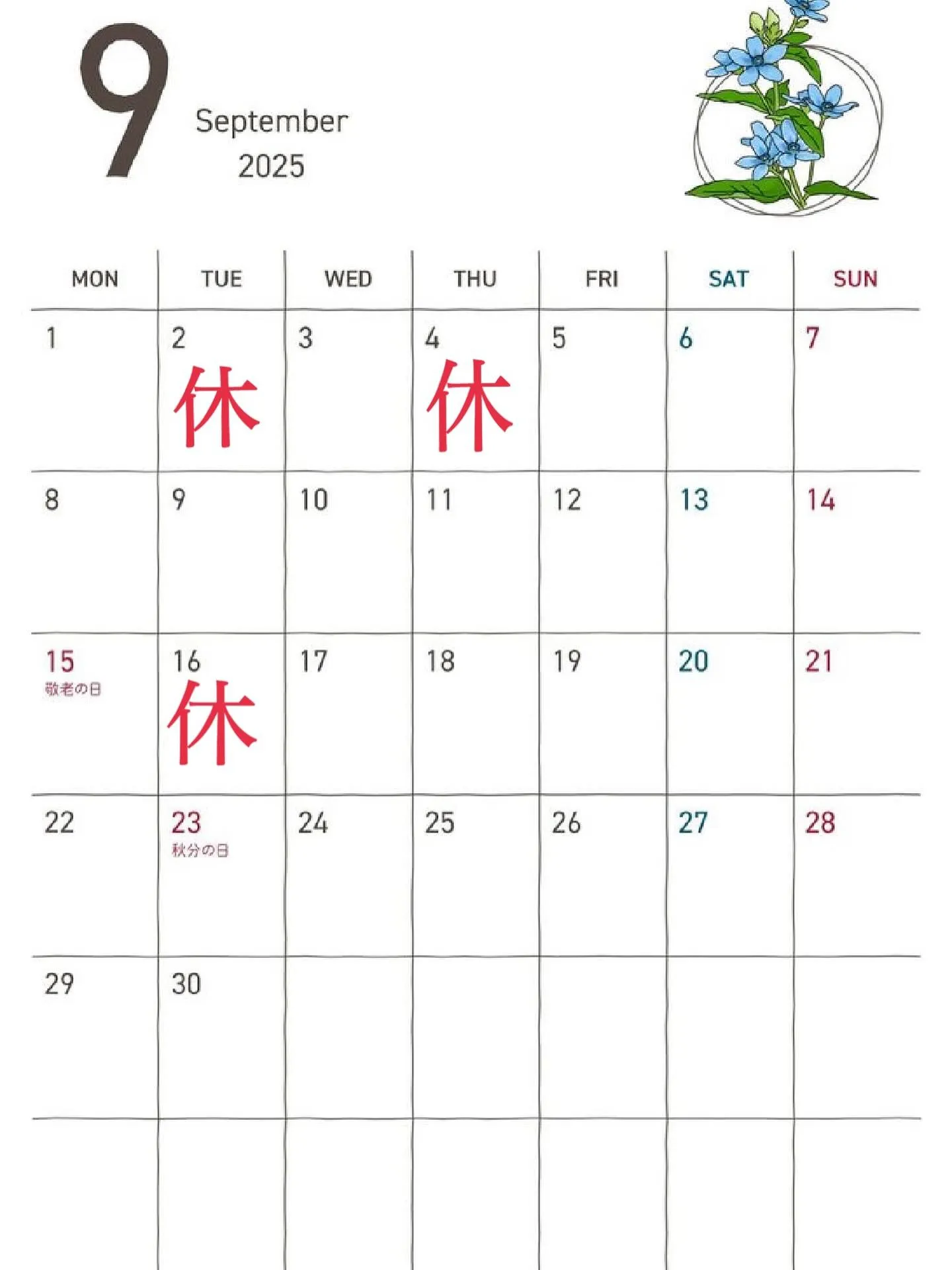 今月のスケジュールです！